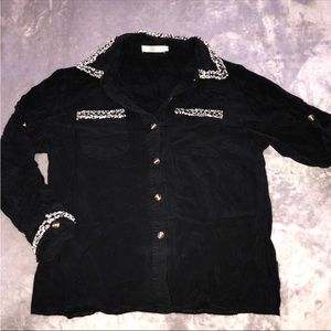 Black Button down shirt/ blouse/ dress shirt